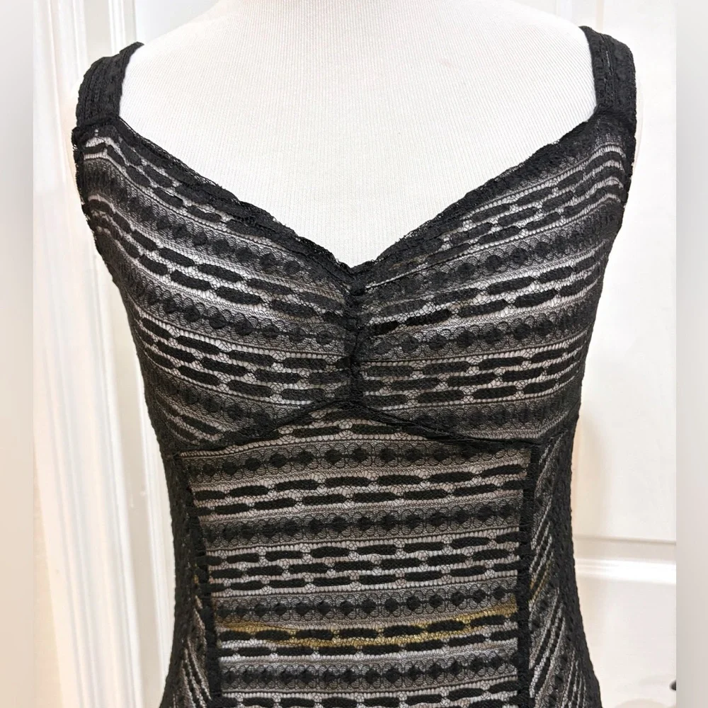 Free People Black Love Story Lace Maxi Slip Dress with Texture Small - Picture 3 of 8